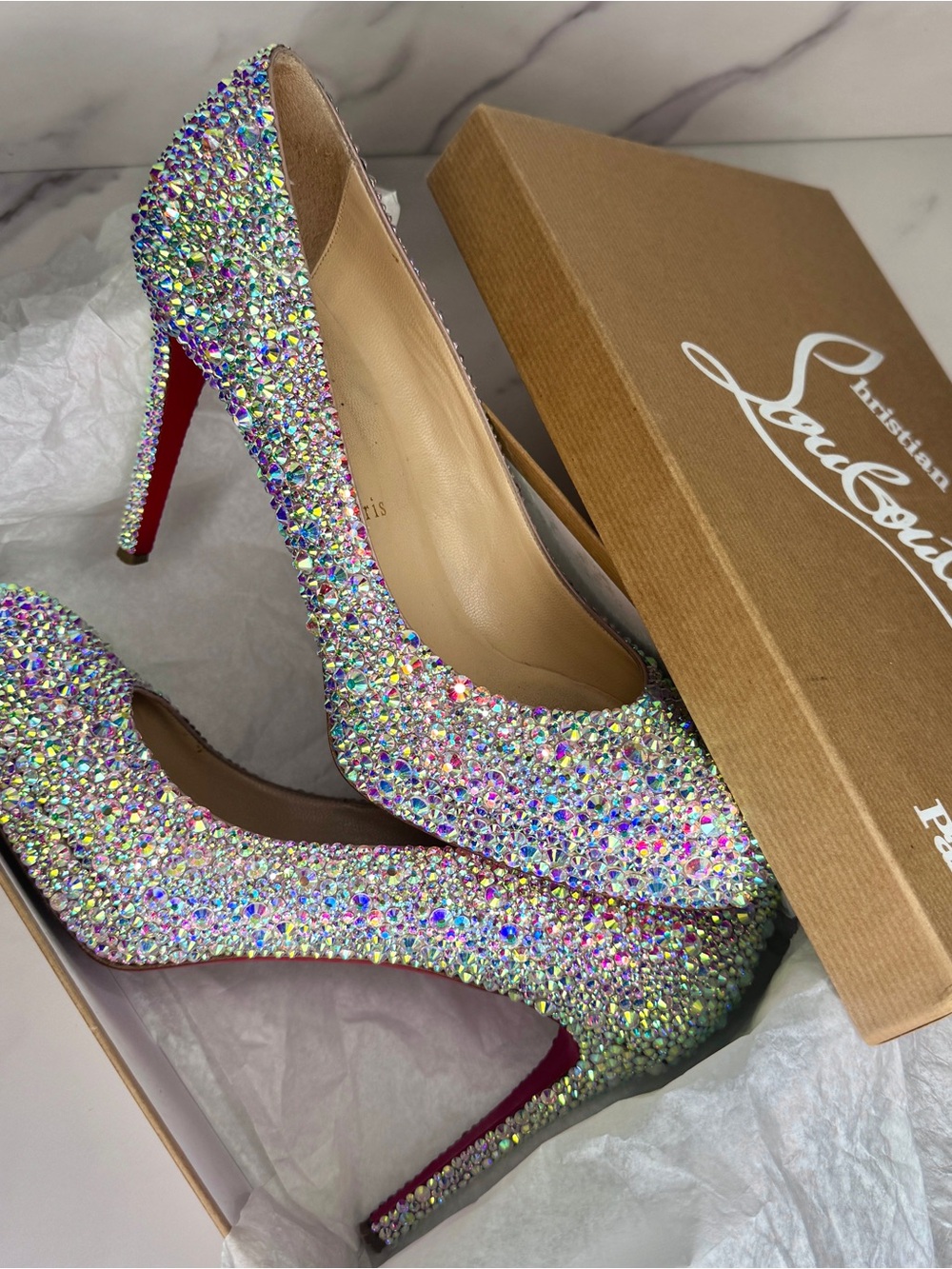 Christian Louboutin New Simple Pump AB Unicorn Crystal Strass Size EU 10 / US 40